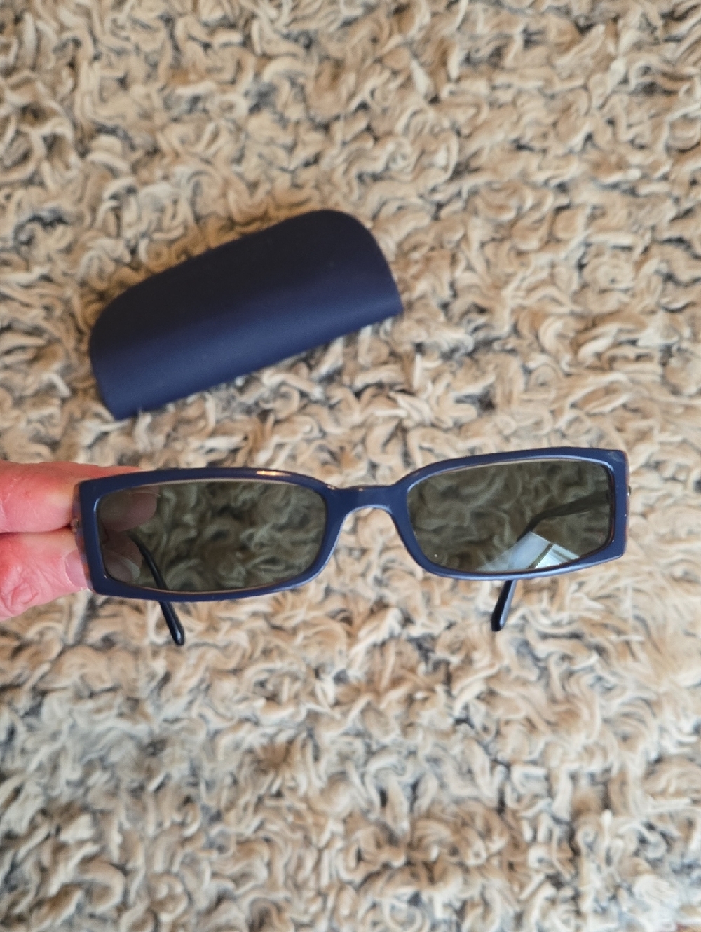 Prada Women's Retro Blue Rectangular Eyeglasses - Picture 2 of 9
